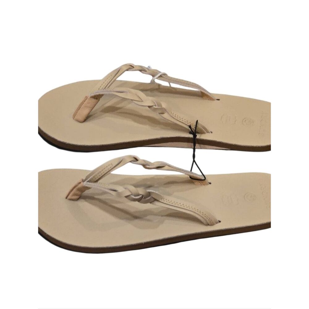 Sundry Flirty Braided Strap Leather Flip-Flop Sandals